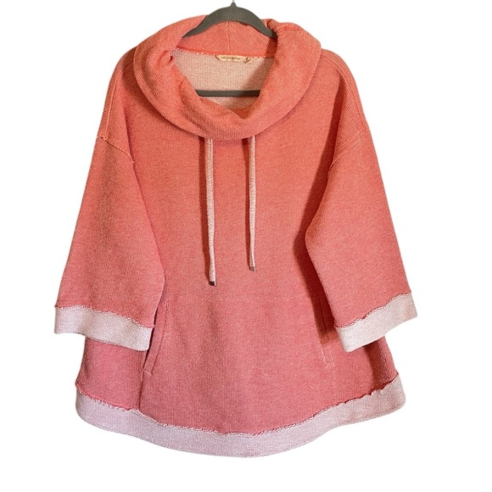 Soft Surroundings Santorini Shores Cowl Neck Pullover Sweatshirt Coral Pink, 2X